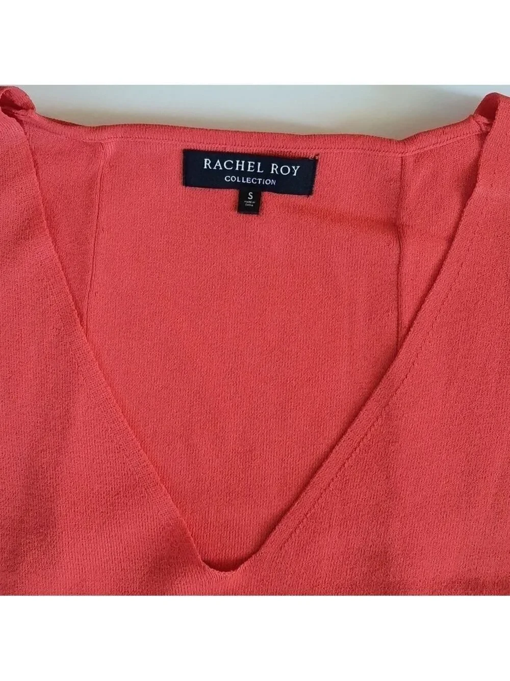 Rachel Roy Orange V-Neck Swing Tank Top High Low Flowy Draped Summertime
